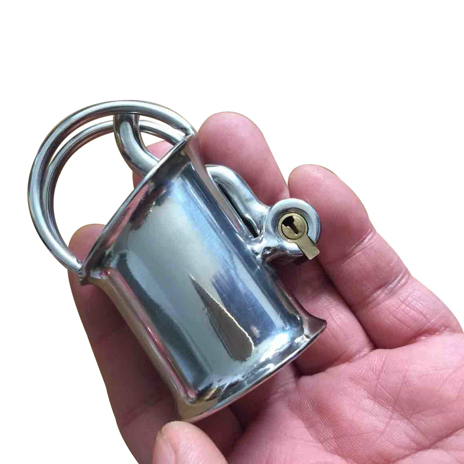 Secure PA Puncture Male Chastity Device in Stainless Steel
