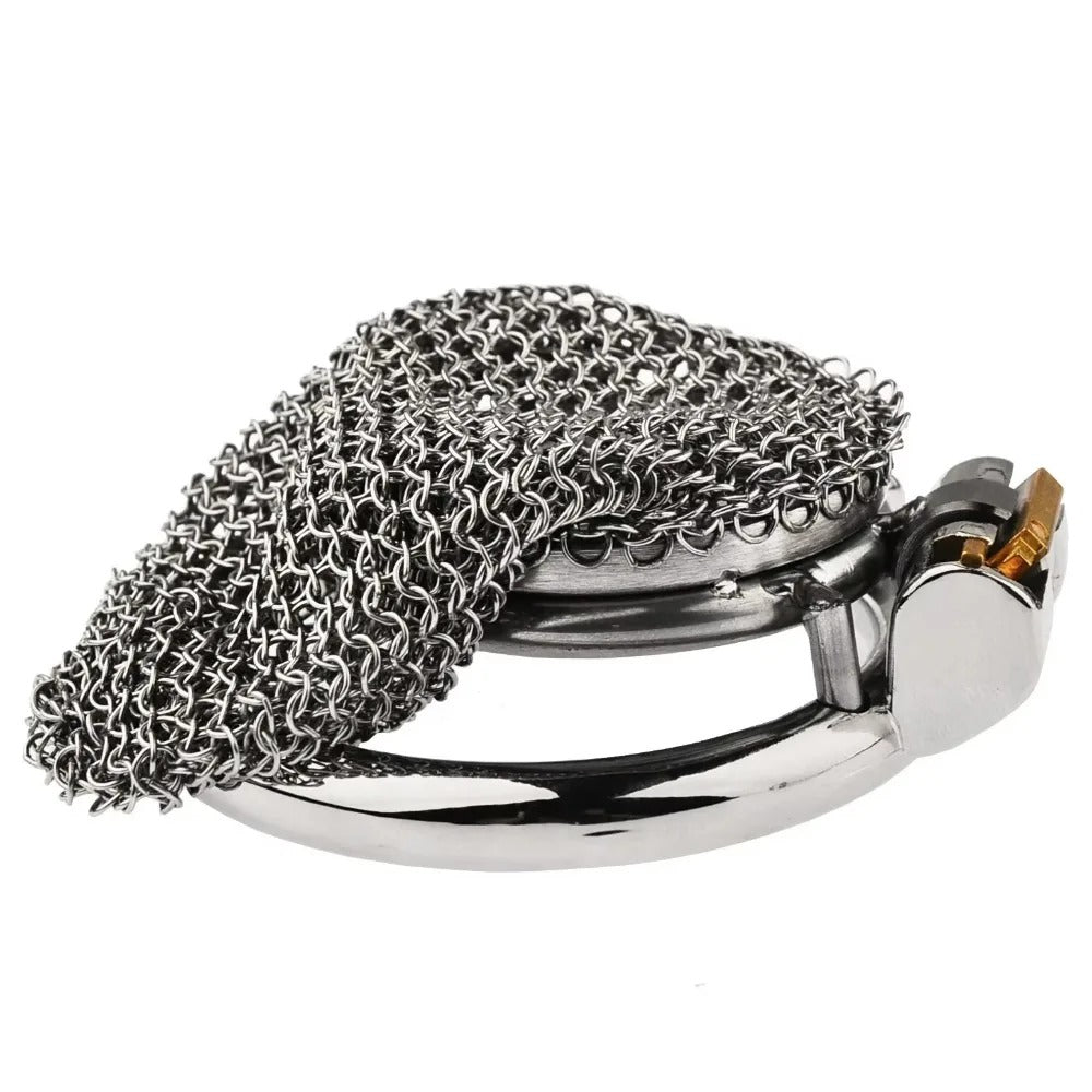 Mesh Design Stainless Steel Male Chastity Device – Soft Armor Style Locking Cage