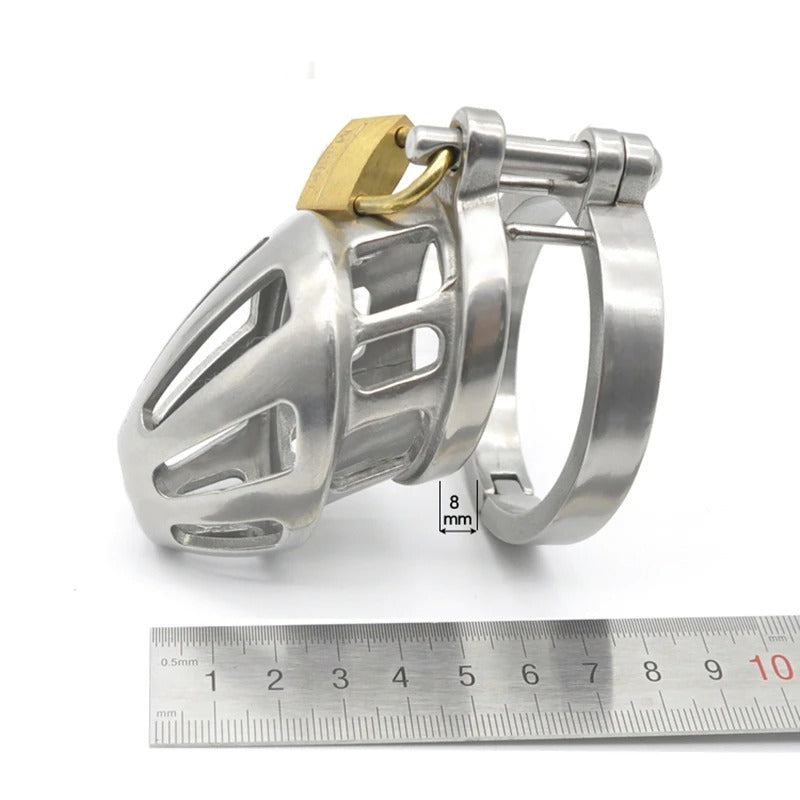 Stainless Steel Male Chastity Cage with High-Grade Steel Ring
