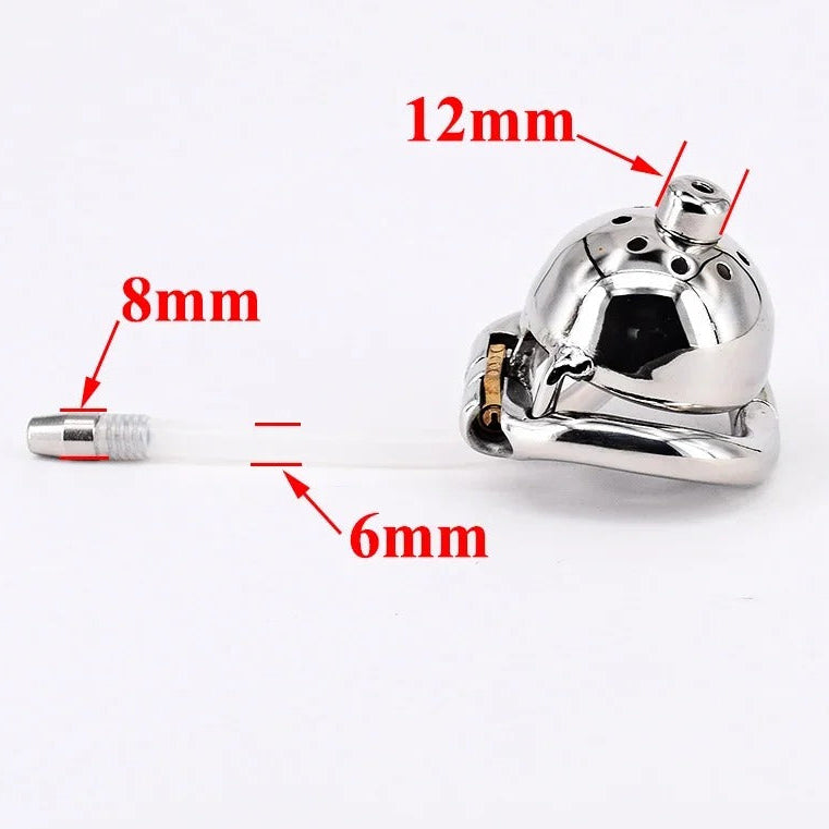 Super Small Metal Male Chastity Device – Locking Cage with Catheter Option