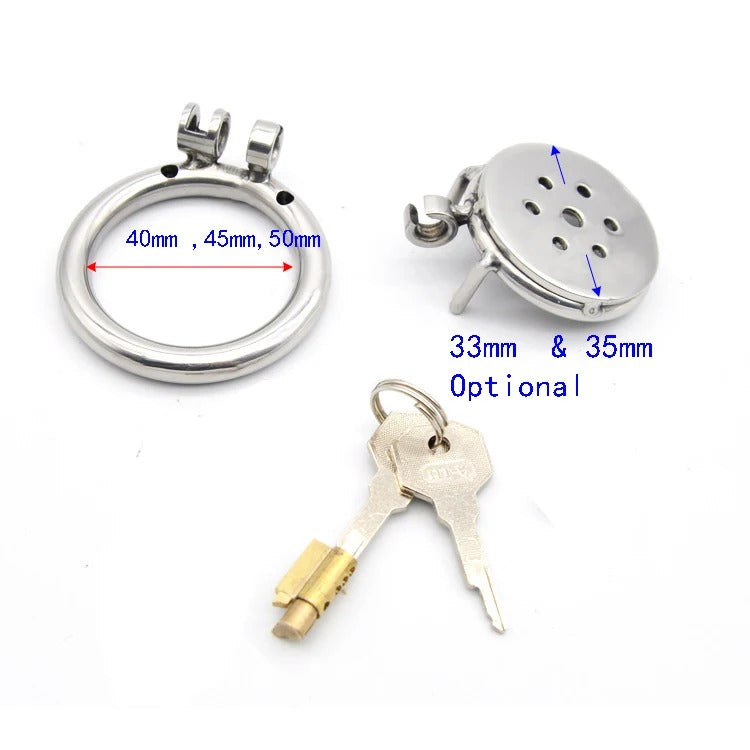 Super Small Stainless Steel Male Chastity Device with Silicone Catheter