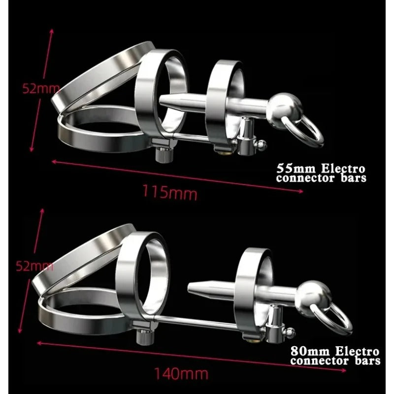 Stainless Steel Male Chastity Cage Set — PA Urethral Tube