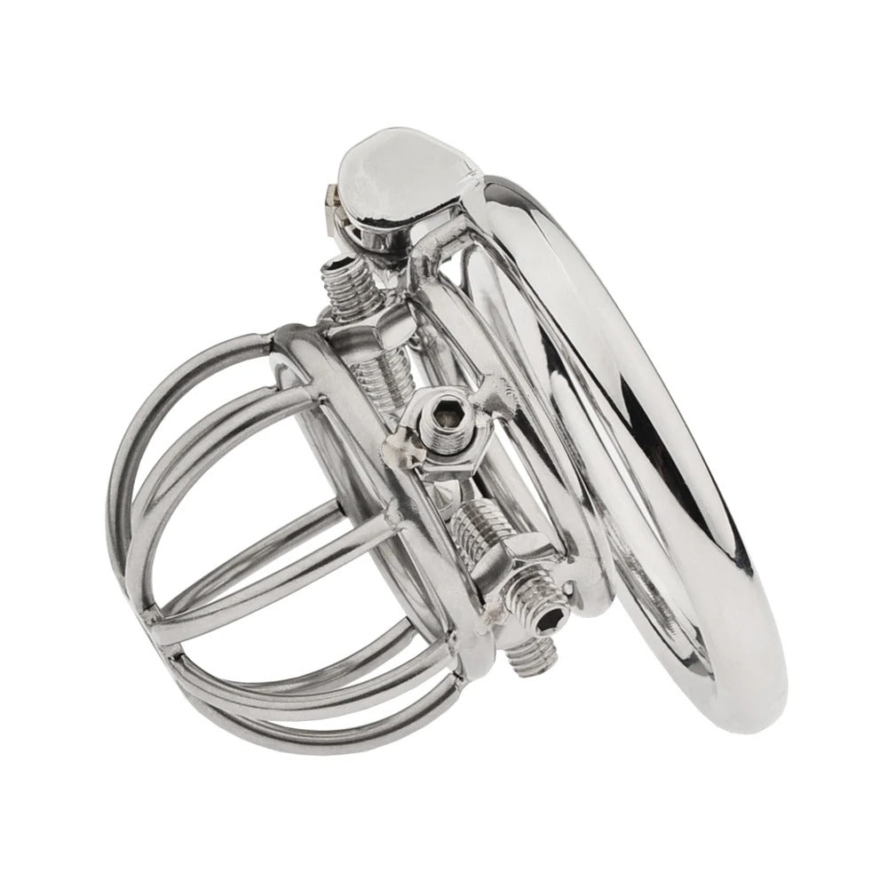 Stainless Steel Male Chastity Device – Spiked Ring and Locking Belt Design