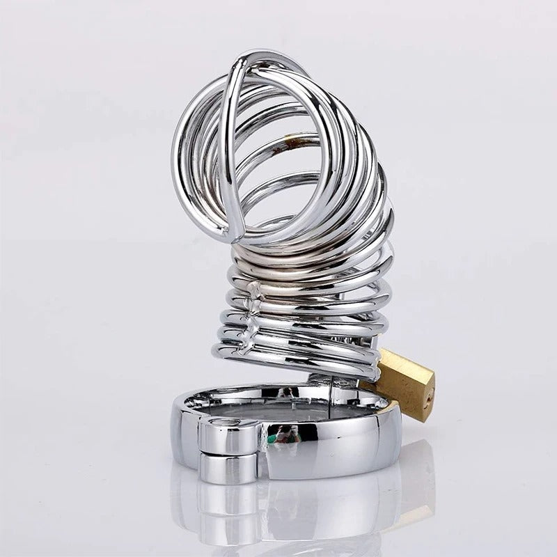 Stainless Steel Male Chastity Cage with Urethral Lock – Secure Metal Restriction Device BDSM