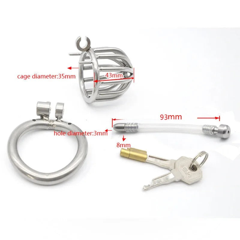 Stainless Steel Chastity Device with Curved Ring