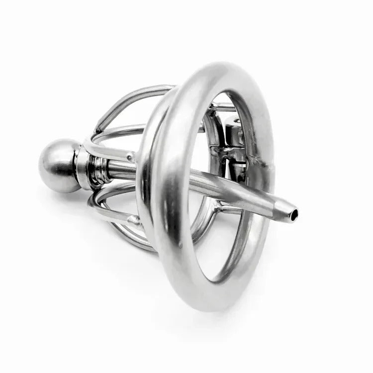 Male 304 Stainless Steel Chastity Device with Urethra Catheter Small Cage
