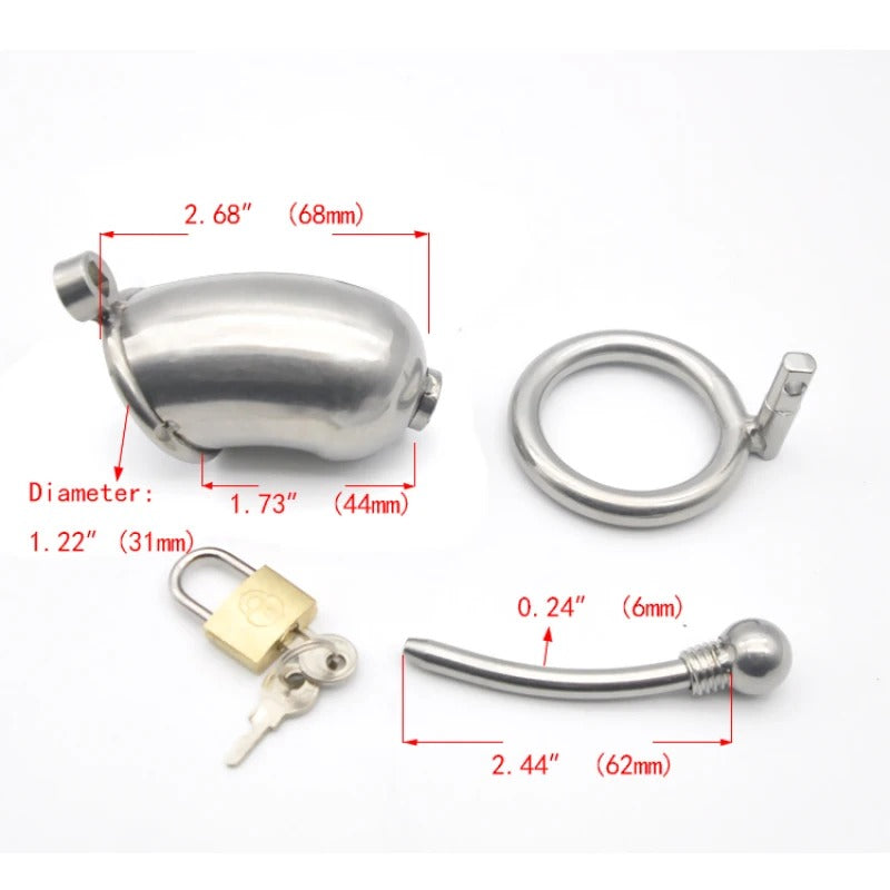 Male Stainless Steel Chastity Device with Locking Tube