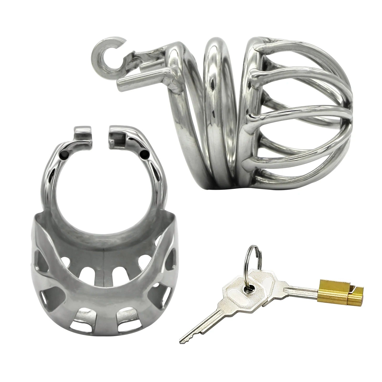 Fully Wrapped Scrotum Stainless Steel Male Chastity Device with Stealth Lock