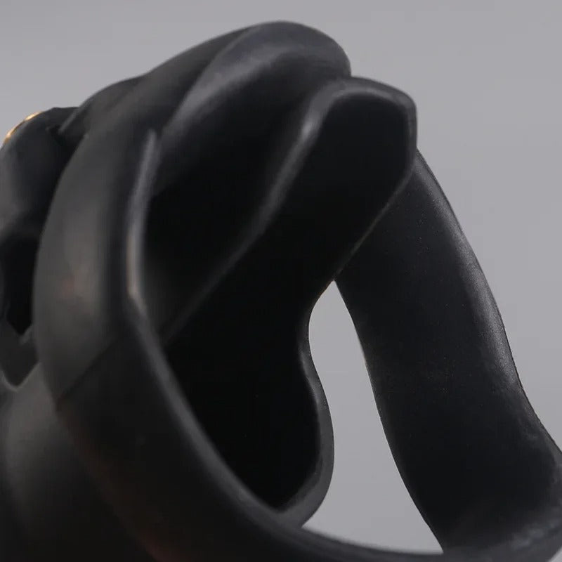 New Model Silicone Male Chastity Cage – Lightweight Lock with 5 Rings, Black & Pink