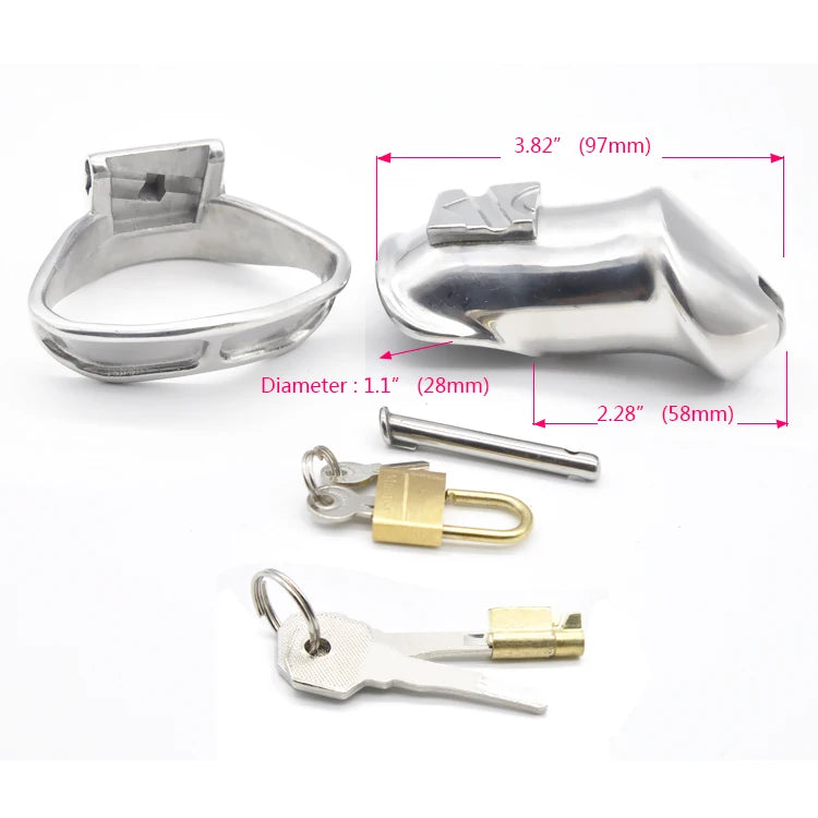 Male 316L Stainless Steel Luxury Chastity Device with 2 Magic Locks