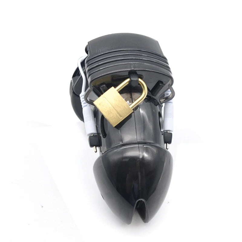 Plastic Electro Shock Male Chastity Device with Adjustable Cuff Ring