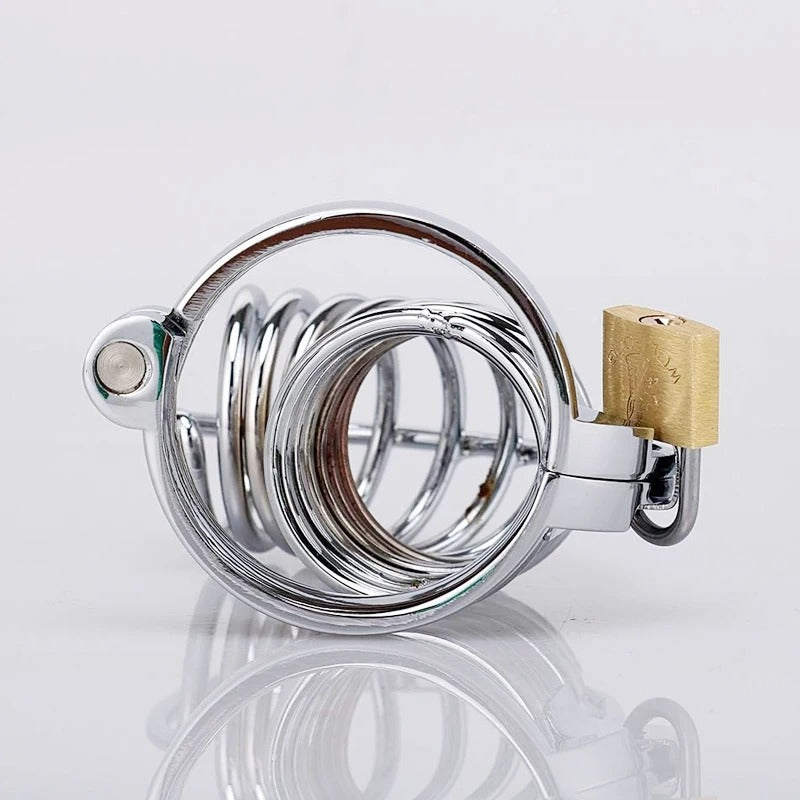 Stainless Steel Male Chastity Cage with Urethral Lock – Secure Metal Restriction Device BDSM