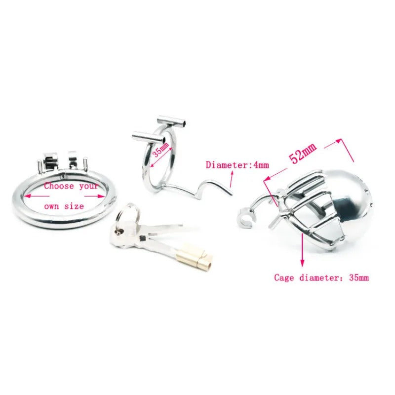 316 Stainless Steel Male PA Chastity Device with Ring