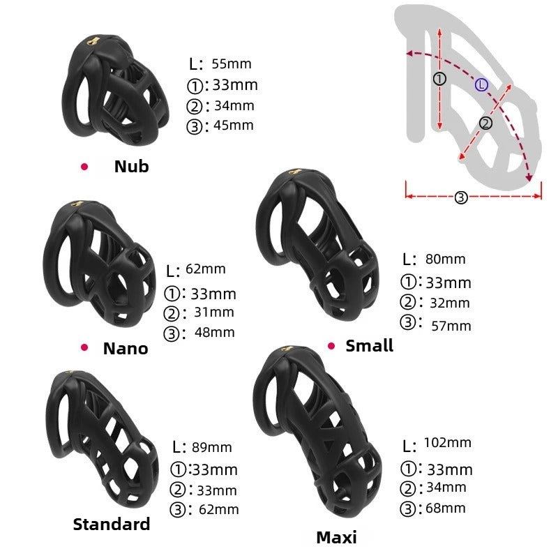 3D Invisible Chastity Cage with 4 Arc Rings – Discreet Locking Device for Men