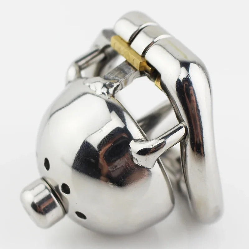Super Small Stainless Steel Male Chastity Device – Cage with Removable Sound and Spiked Ring