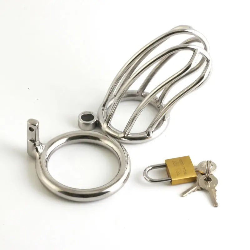 Stainless Steel Male Chastity Cage Compact Single Ring 40 45 50 mm