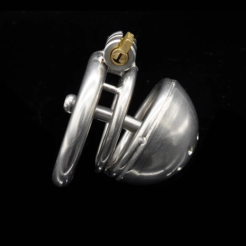 Stainless Steel Male Chastity Device with Catheter and Magic Lock Ring