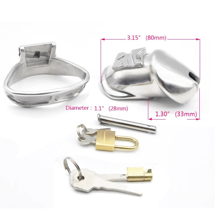 Stainless Steel Male Chastity Device  Small Size Cage