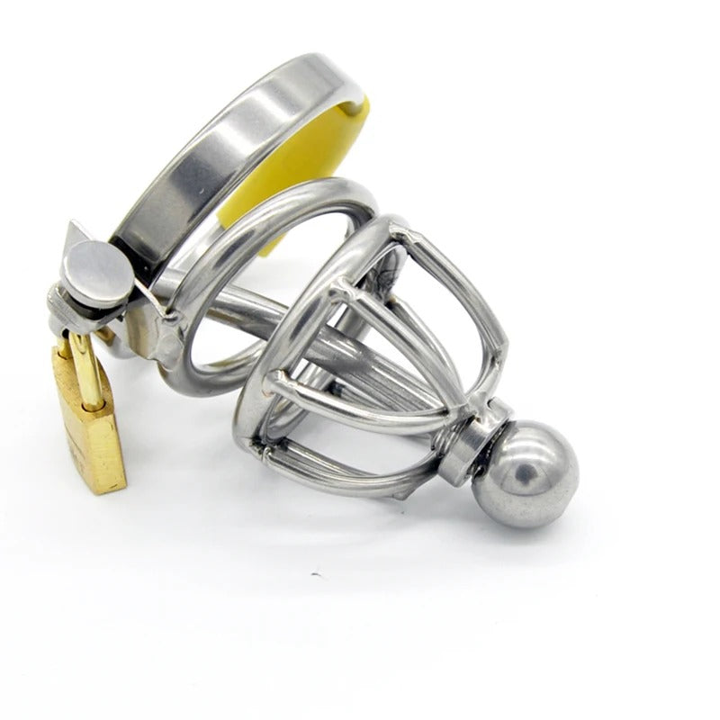 Metal Stainless Steel Male Chastity Cage with Catheter Plug