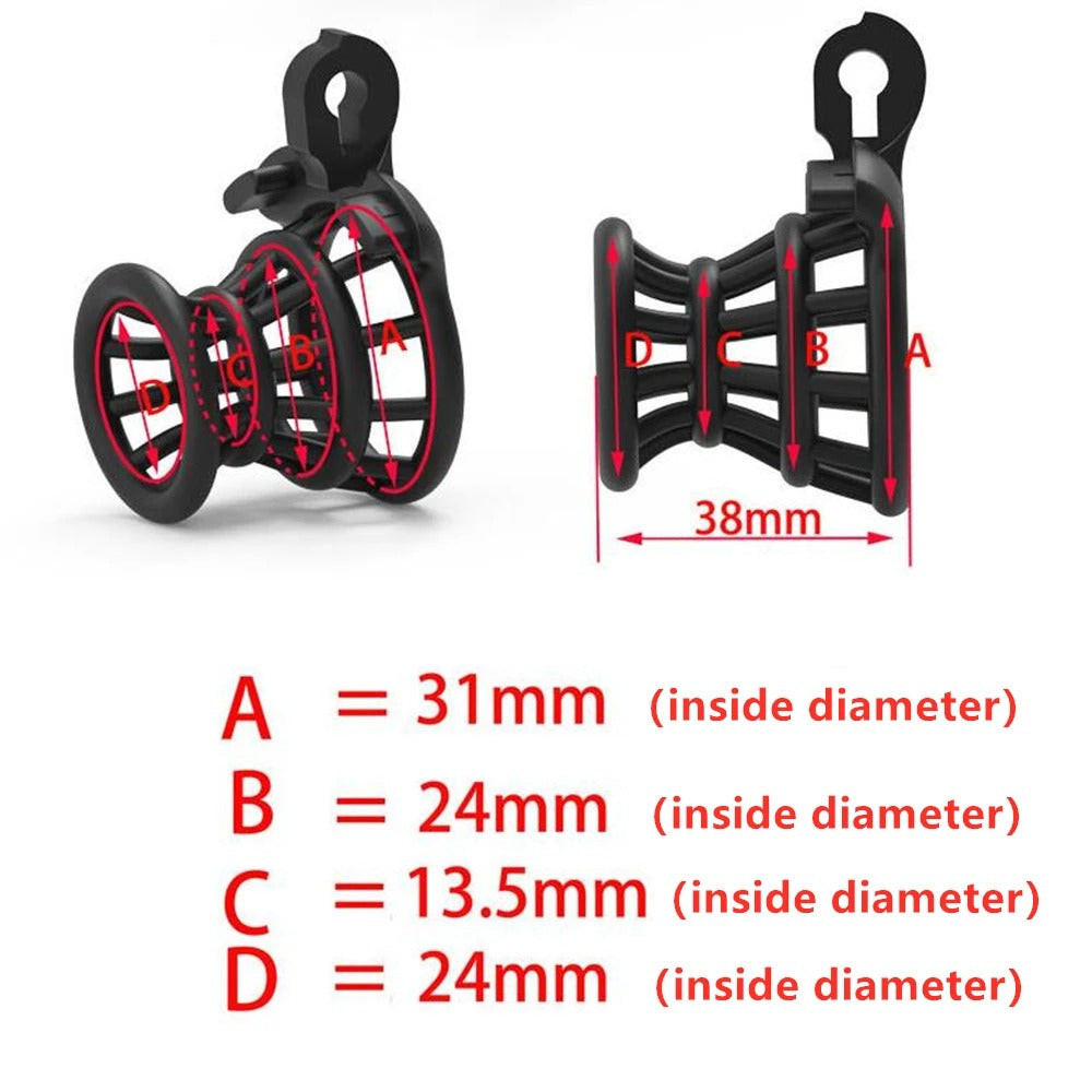 Mini Male ABS Chastity Device – Secure Locking Cage with 4 Base Rings