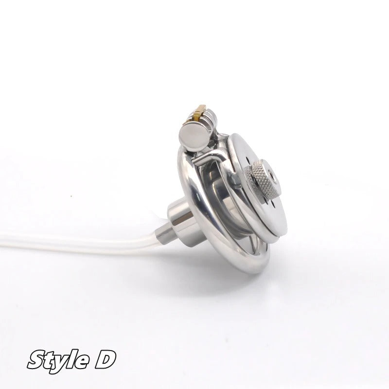 Extreme Bondage Stainless Steel Male Chastity Device with Trumpet Cage and Removable Inner Tube