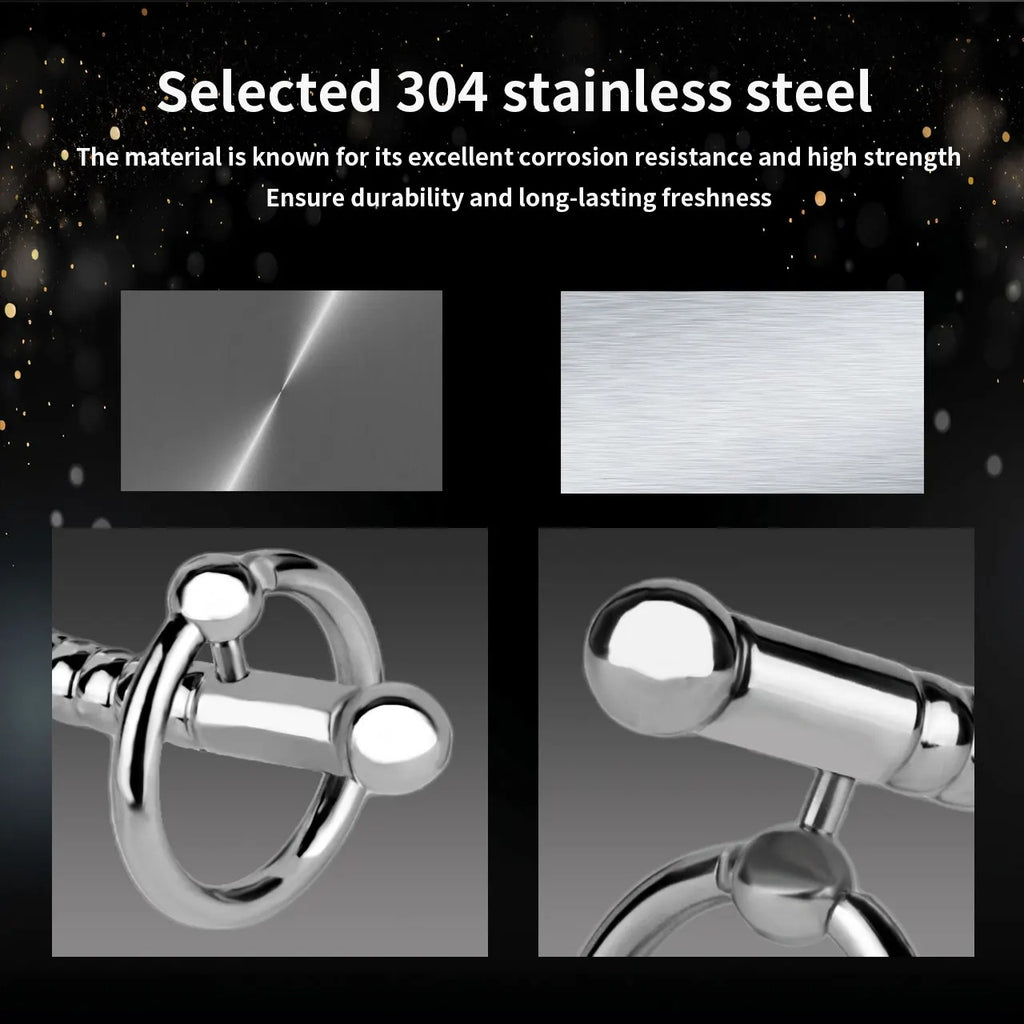 Stainless Steel Beaded Urethral Plug with Ring – Metal Dilator & Stretcher Device for Men