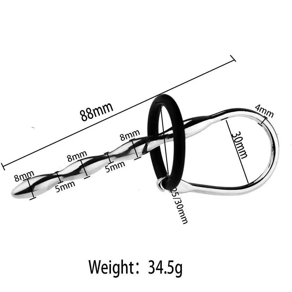 Stainless Steel Urethral Sound with Glans Ring