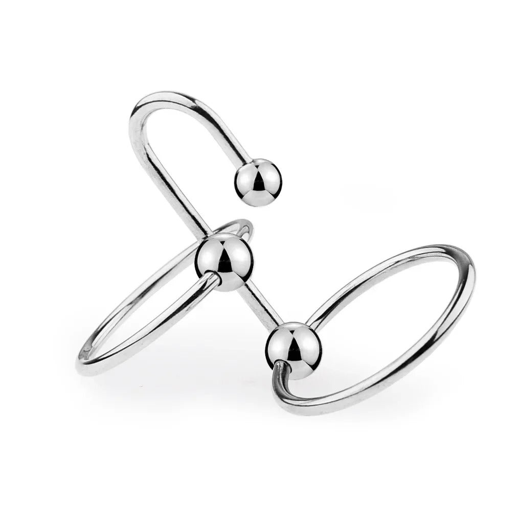 Stainless Steel Urethral Dilator & Cock Ring – Ejaculation Delay Locking Penis Device for Men