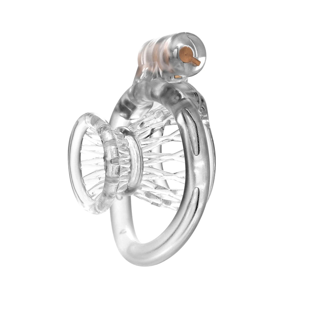 Compact ABS Male Chastity Device – Mini Lock Design with Four Rings