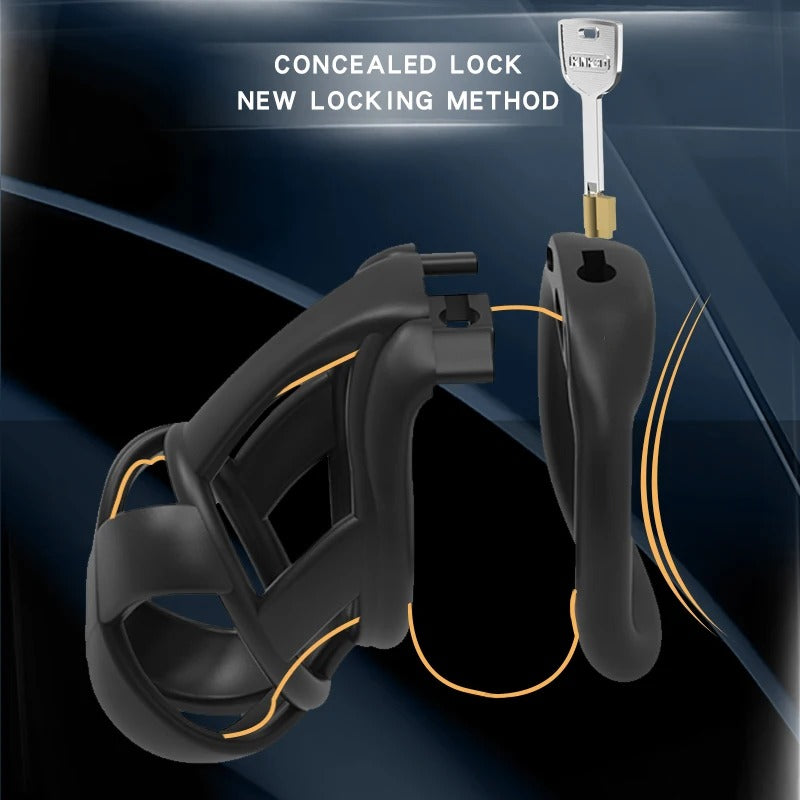 Model X Male Chastity Device Sleeve with Lock and 4 Rings