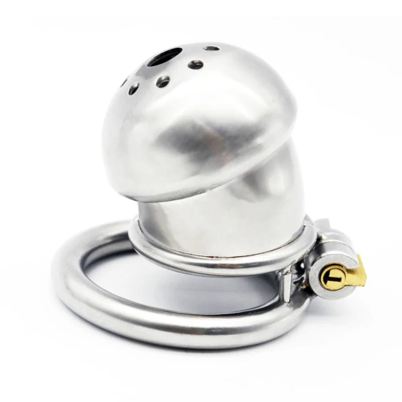 Small Stainless Steel Male Chastity Cage with Secure Base Ring High-Quality Metal