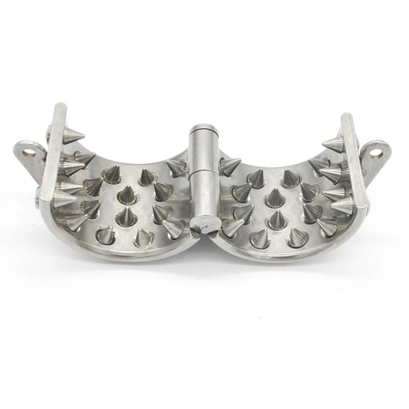 Stainless Steel Male Chastity Ring – 4-Row Locking Design Pendant Device