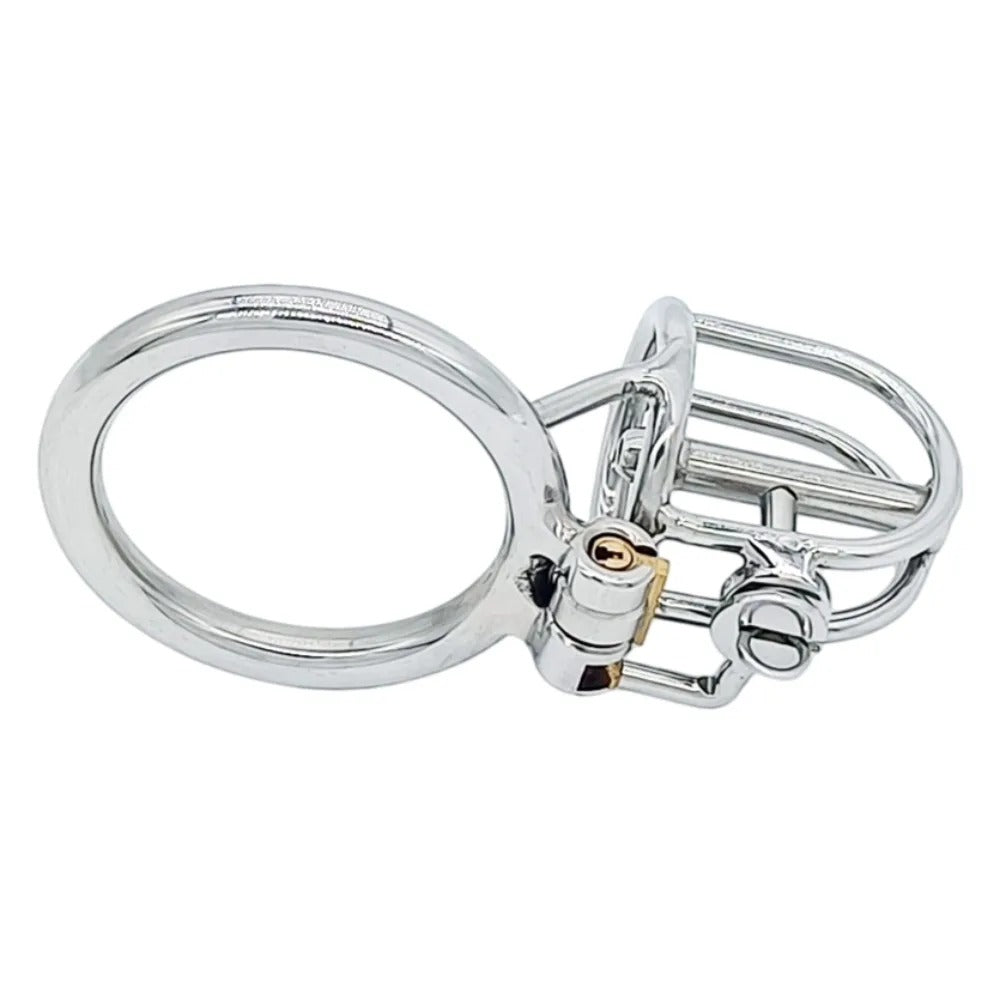 Metal PA Male Chastity Cage – Stainless Steel Locking Device with Fixed Urethral Catheter