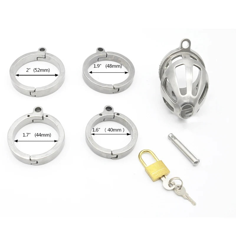 Stainless Steel Male Chastity Cage with High-Grade Steel Ring