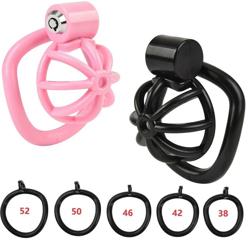 Chastity Cage Set Small Bird Chastity Cage Belt With Padlock 5 Cock Ring