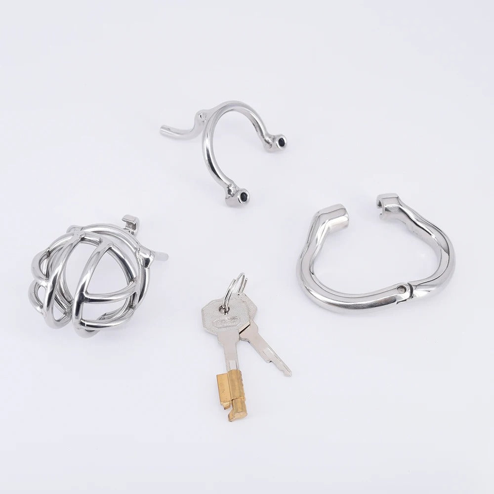 3mm PA Stainless Steel Male Chastity Cage – Breathable Locking Device with Secure Ring