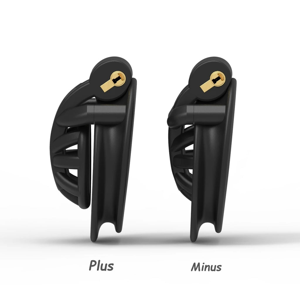 Minus/Plus Cage Male Chastity Device – Double-Arc Cuff Locking System