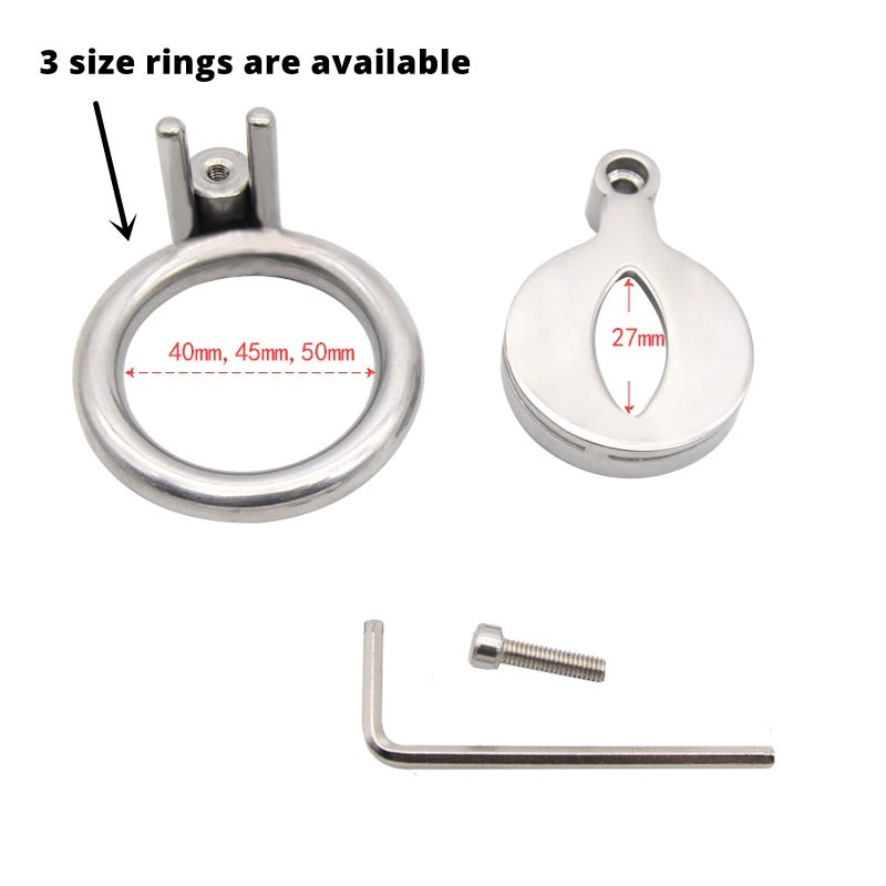 Super Small Stainless Steel Male Chastity Device with Trumpet Cage and Enlarged Urethral Hole V4