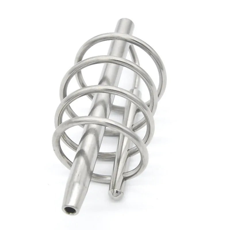 Men’s Stainless Steel Chastity Cage with 4 Rings – Urethral Sounding