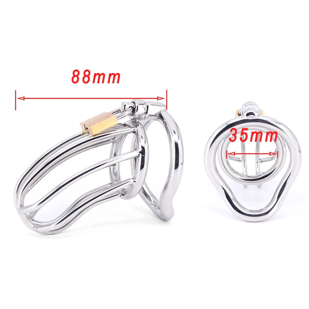 88mm Stainless Steel Male Chastity Cage with Lock – Secure Fit for Couples
