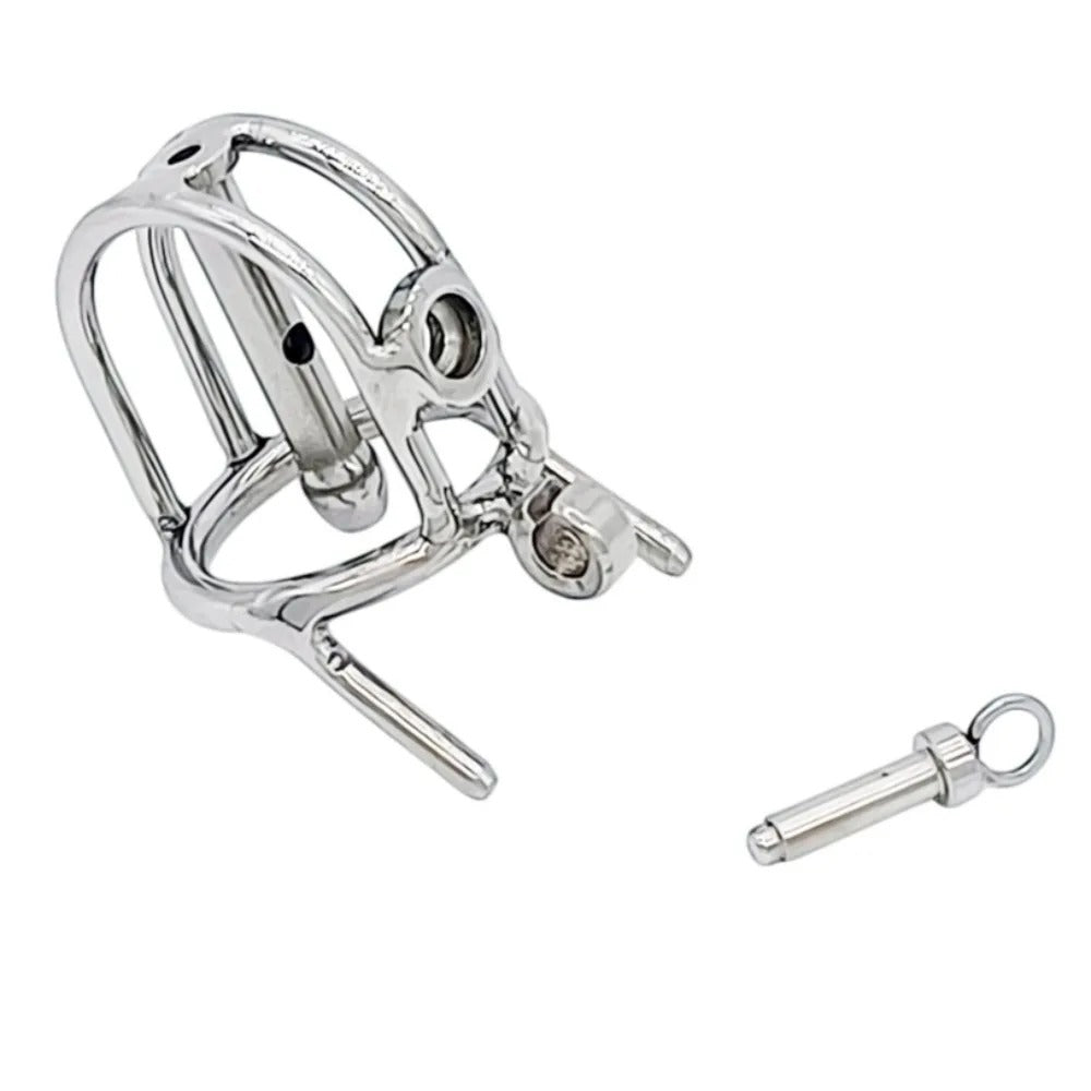 Metal PA Male Chastity Cage – Stainless Steel Locking Device with Fixed Urethral Catheter