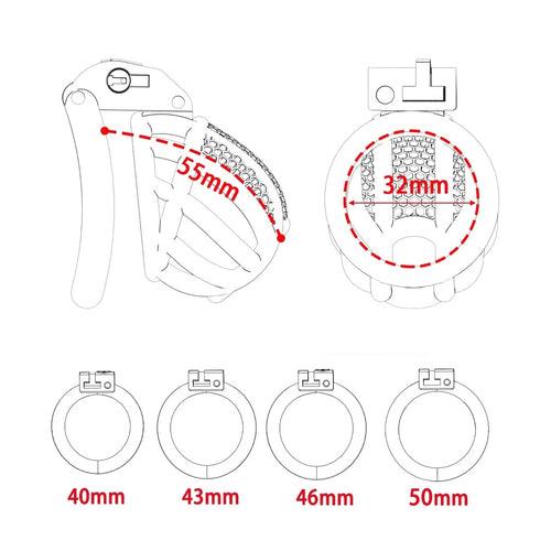ABS Male Chastity Device | Cage + 4 Rings (Pink/Black/White)