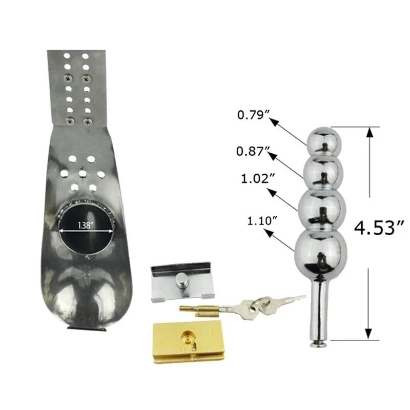 Stainless Steel Chastity Belt Style Cage Plug Option