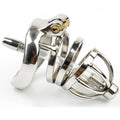 Stainless Steel Stealth Lock Male Short Chastity Device with Urethral Catheter