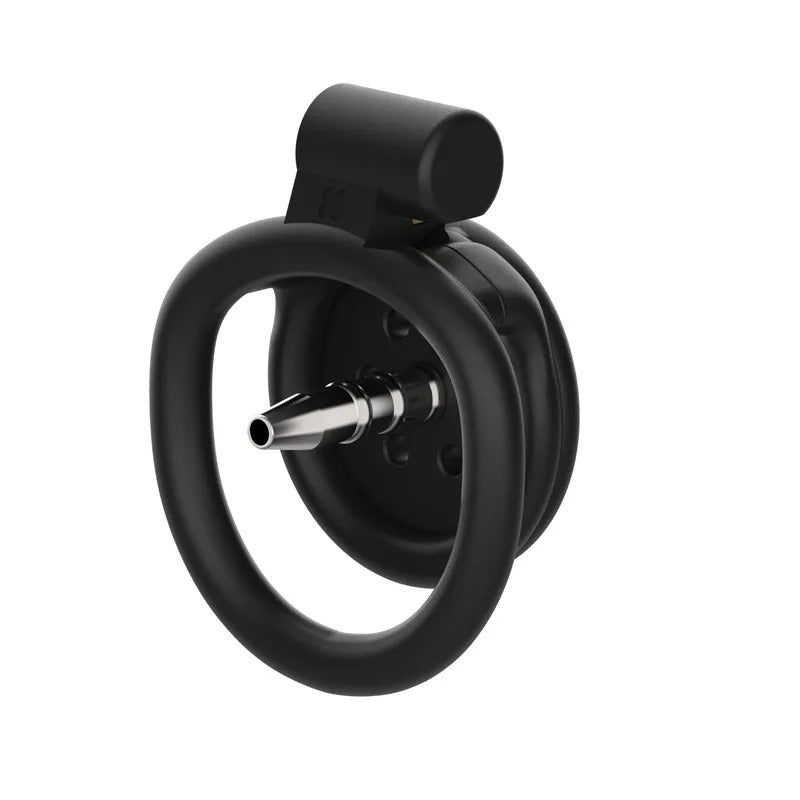 Chastity Cage 3D Flat with 4 Rings – CB Lock Device with Urethral Catheter for Men