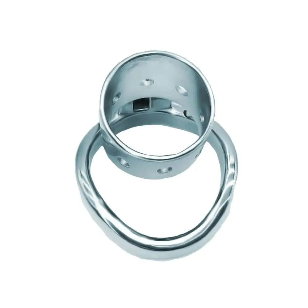 Steel Short Hollow Male Chastity Device – Curved Ring Locking Cage