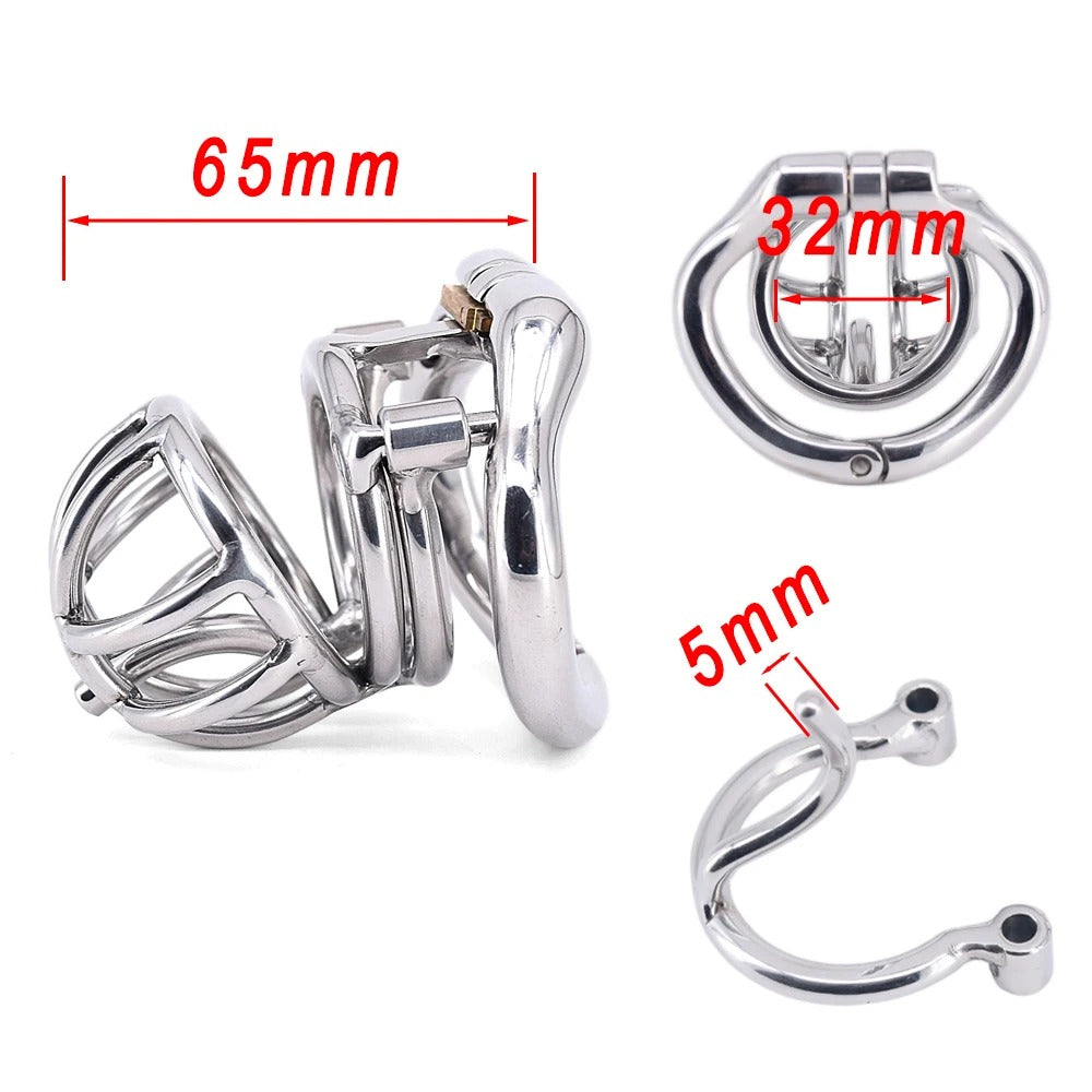 3mm PA Stainless Steel Male Chastity Cage – Breathable Locking Device with Secure Ring
