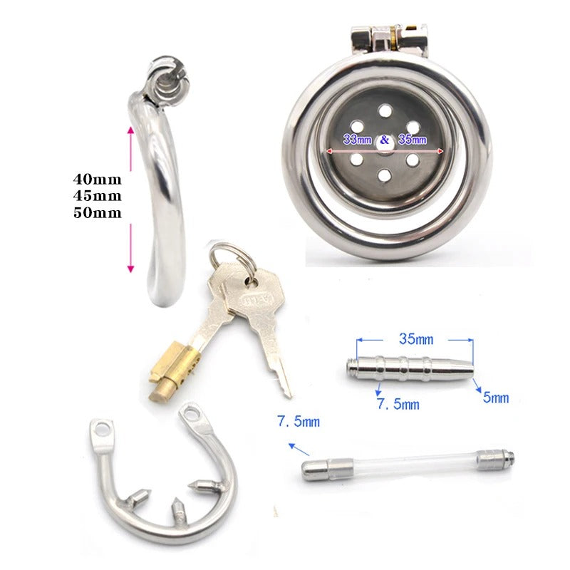 316 Stainless Steel Super Small Male Chastity Device with Arc Ring