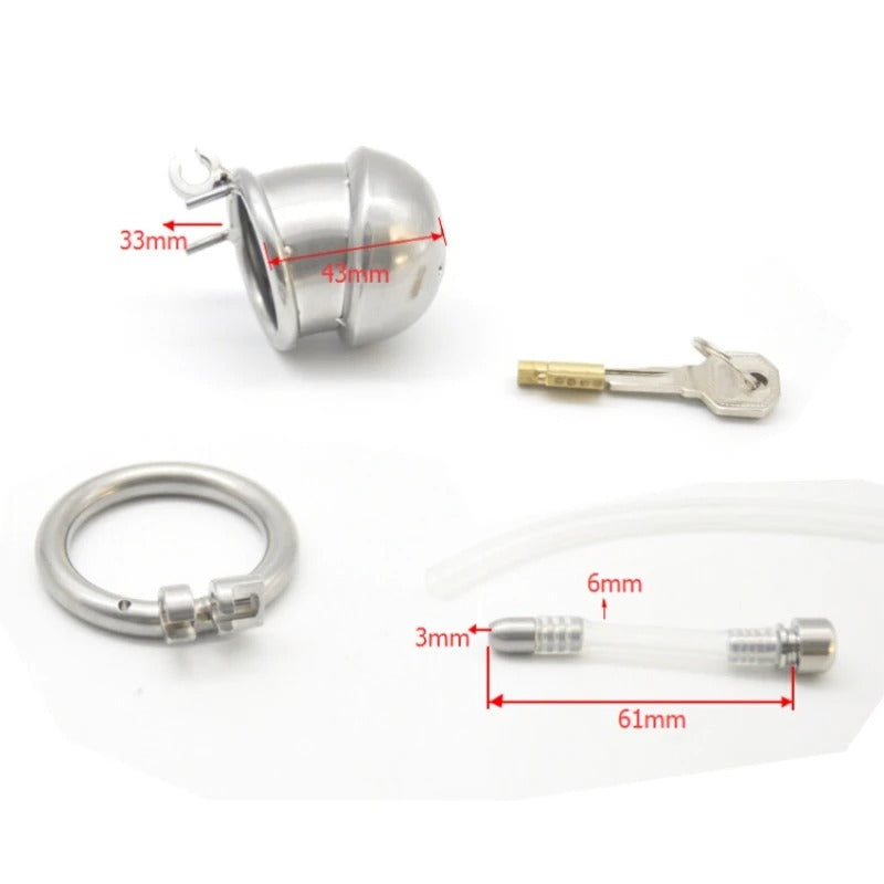 Small Stainless Steel Male Chastity Cage with Secure Base Ring High-Quality Metal