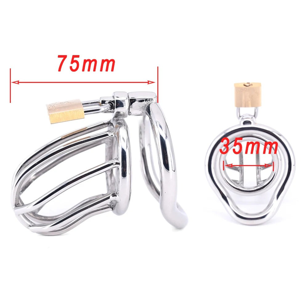 Stainless Steel Male Chastity Cage with Lock Approx. Length 75mm